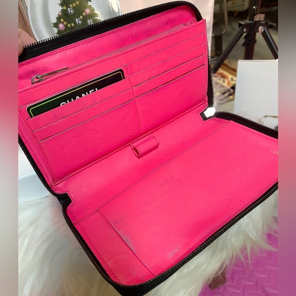 CHANEL Combon Line Lambskin Zip Around Long Wallet Black - Picture 7 of 17